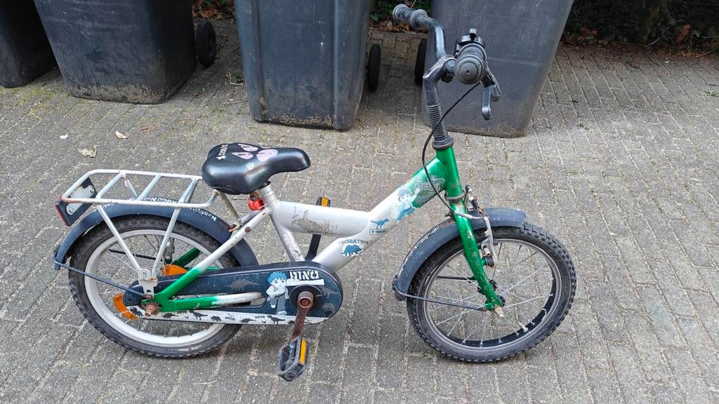 Knderfiets 16 inch, Ophalen, Terugtraprem, Dino, 16 tot 20 inch