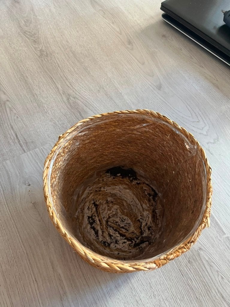 Rieten Plantenmand / Bloempot, Ophalen, Overige materialen, Rond, Zo goed als nieuw