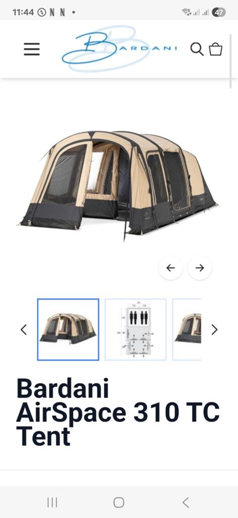 Bardani AirSpace 310 TC Tent - Zo goed als nieuw, Caravans en Kamperen, Tenten, Ophalen