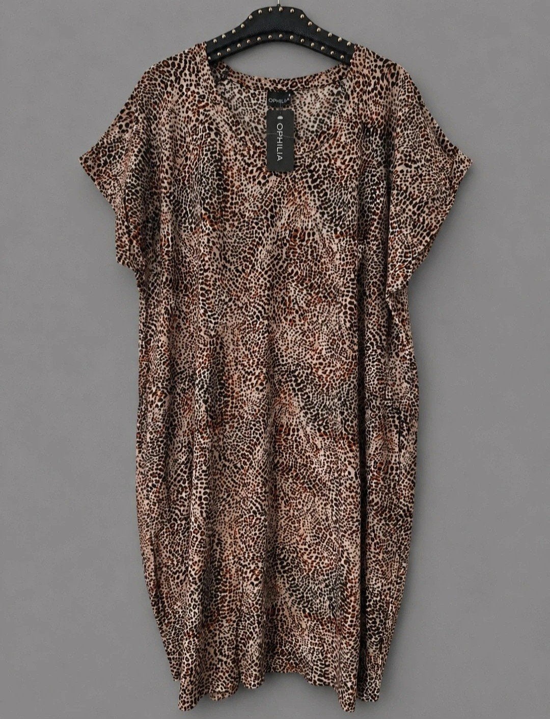 Ophilia Luipaardprint Jurk - Maat 5 = 56-58, Bruin, Jurk, Nieuw, Ophalen of Verzenden