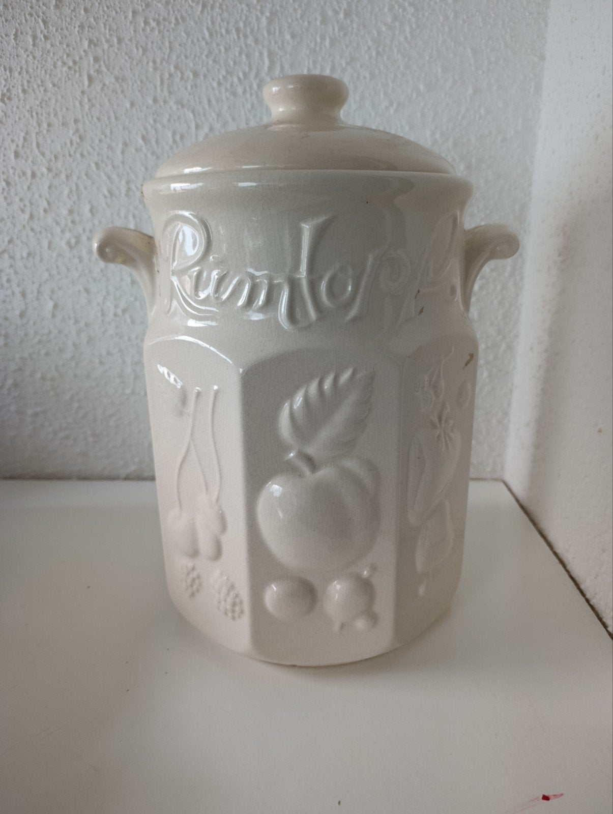 Vintage Rumtopf aardewerk pot met deksel, Ophalen of Verzenden