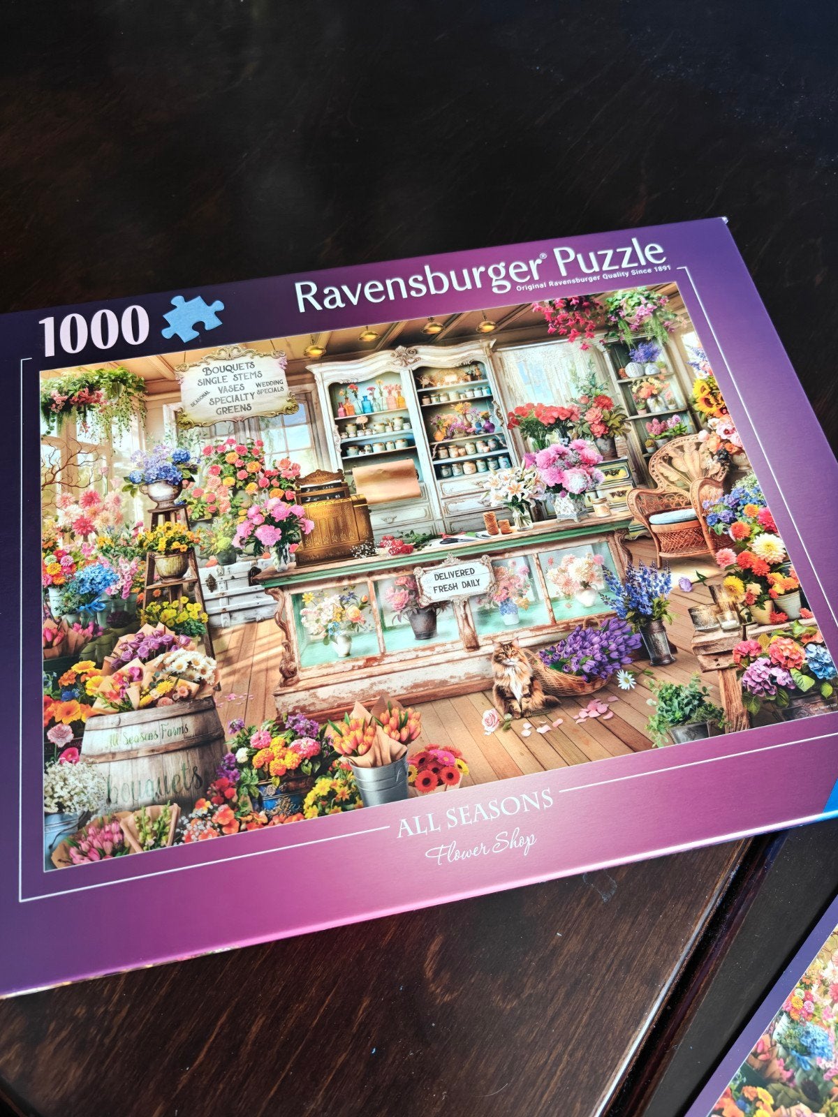 Ravensburger Legpuzzel 1000 stukjes - Bloemenwinkel, Hobby en Vrije tijd, Denksport en Puzzels, Zo goed als nieuw, Legpuzzel, 500 t/m 1500 stukjes