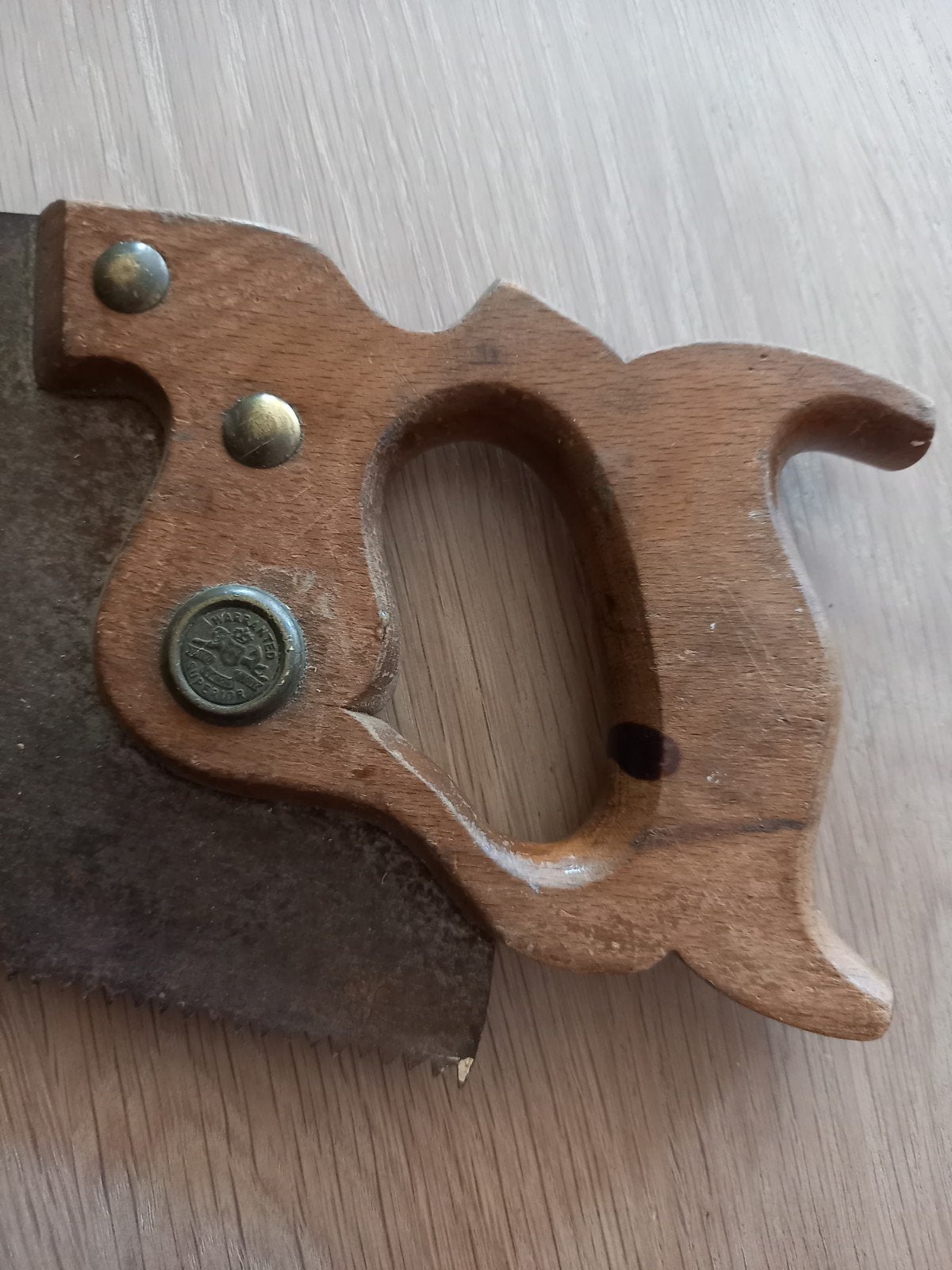 Oude handzaag met houten handvat, Antiek en Kunst, Ophalen of Verzenden
