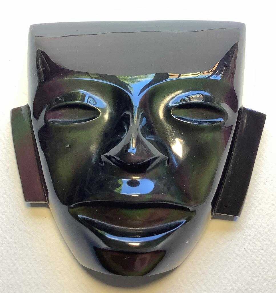 Maya Azteken regenboog obsidiaan masker 570 gram, 13 x 12 cm, Antiek en Kunst, Ophalen of Verzenden