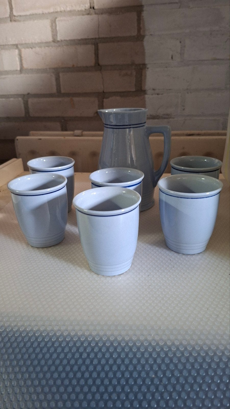 Vintage Lilien Porzellan Austria kan met bekers, Antiek en Kunst, Ophalen of Verzenden