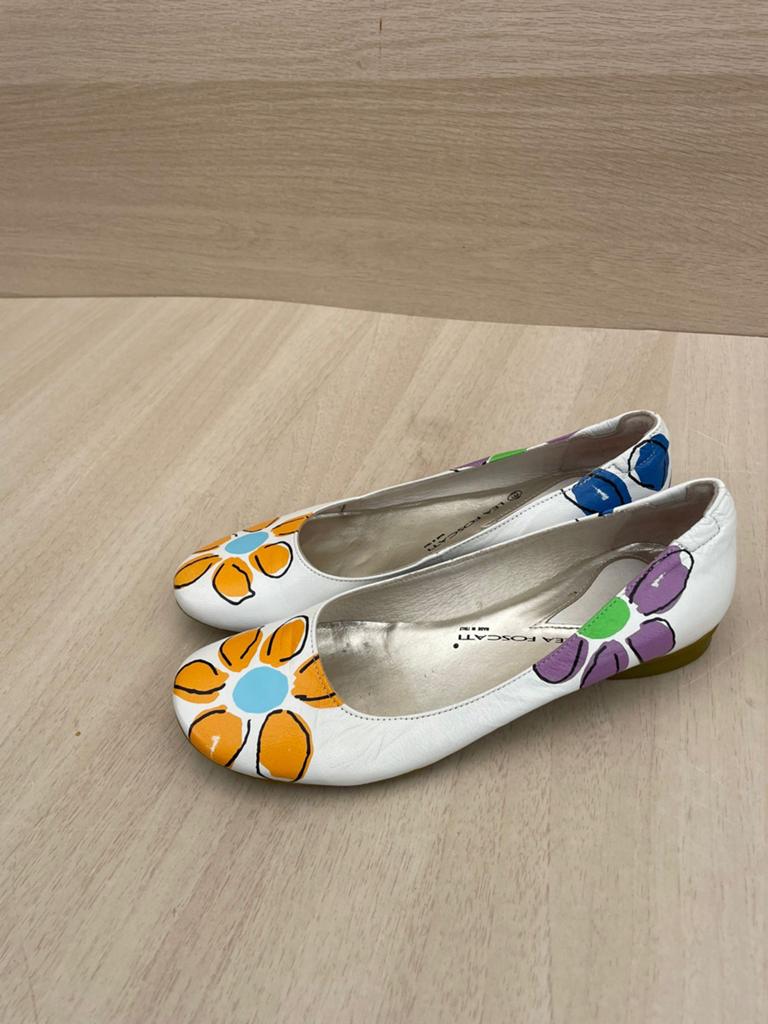 Lea Foscati ballerina's met bloemenprint, Ophalen of Verzenden, Zo goed als nieuw, Wit, Ballerina's