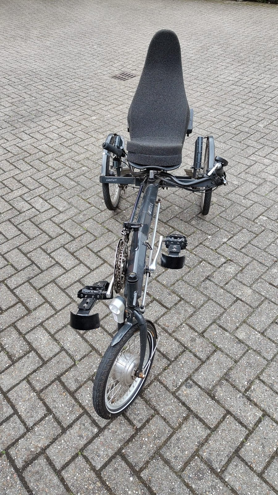 Comfortabele driewieler ligfiets USVA met ondersteuning, Fietsen en Brommers, Fietsen | Driewielfietsen, Ophalen, Gebruikt, Schijfrem