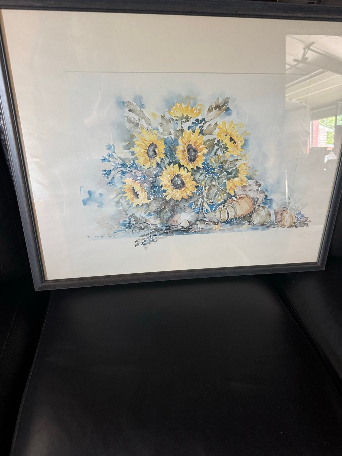 Schilderij Zonnebloemen en Pompoenen - Aquarel, Realistisch, Aquarel, Papier, Ophalen