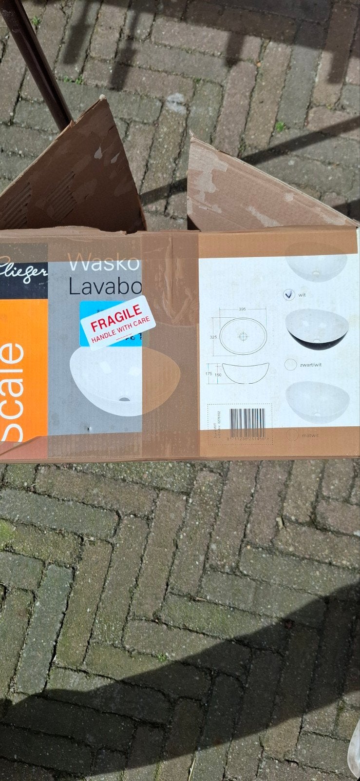 Witte waskom lavabo - Nieuw in doos, Ophalen of Verzenden, Nieuw, Wastafel