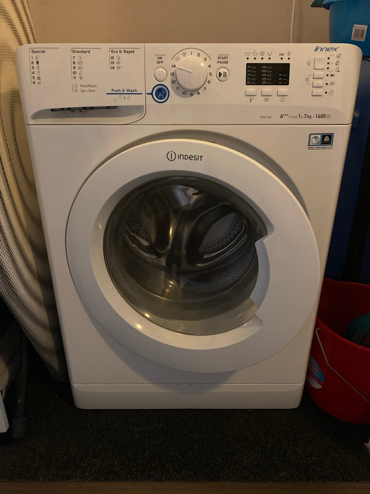 Indesit Innex Wasmachine 7kg 1400 toeren A+++ (lees tekst), Ophalen, Zo goed als nieuw, 85 tot 90 cm, 1200 tot 1600 toeren