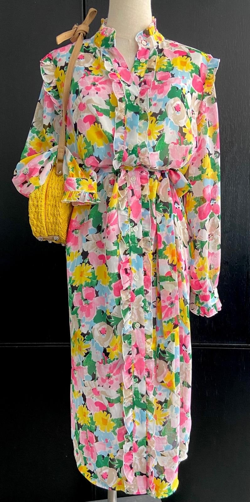 Essentiel Antwerp blousejurk 36 Bloemenprint Ruches ZGAN, Kleding | Dames, Meerkleurig, Ophalen of Verzenden, Zo goed als nieuw