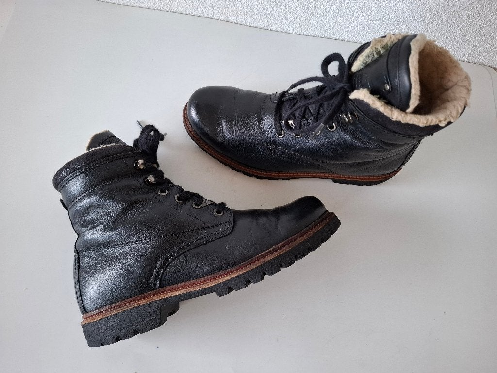 * Panama Jack maat 38 warme zwarte leren veter laarzen boots, Verzenden, Zwart, Lage of Enkellaarzen, Panama Jack