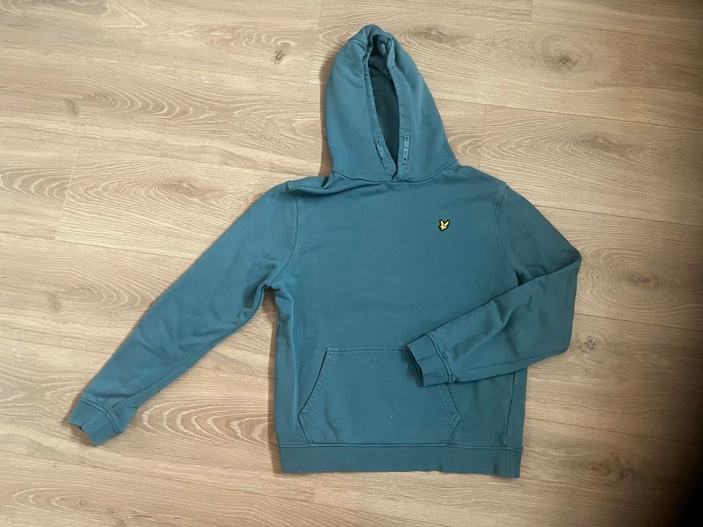 Lyle & Scott Hoodie - Blauw/Groen maat 164 (14/15), Ophalen of Verzenden, Gebruikt, Jongen, Trui of Vest