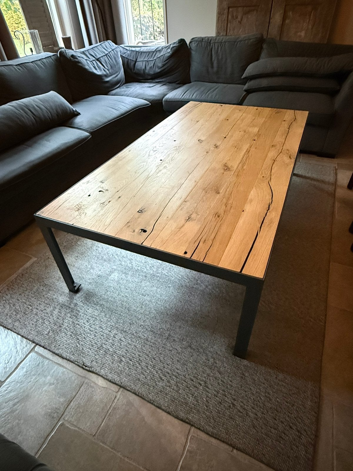 Landelijke salontafel, Ophalen, Gebruikt, Eikenhout, 50 tot 100 cm