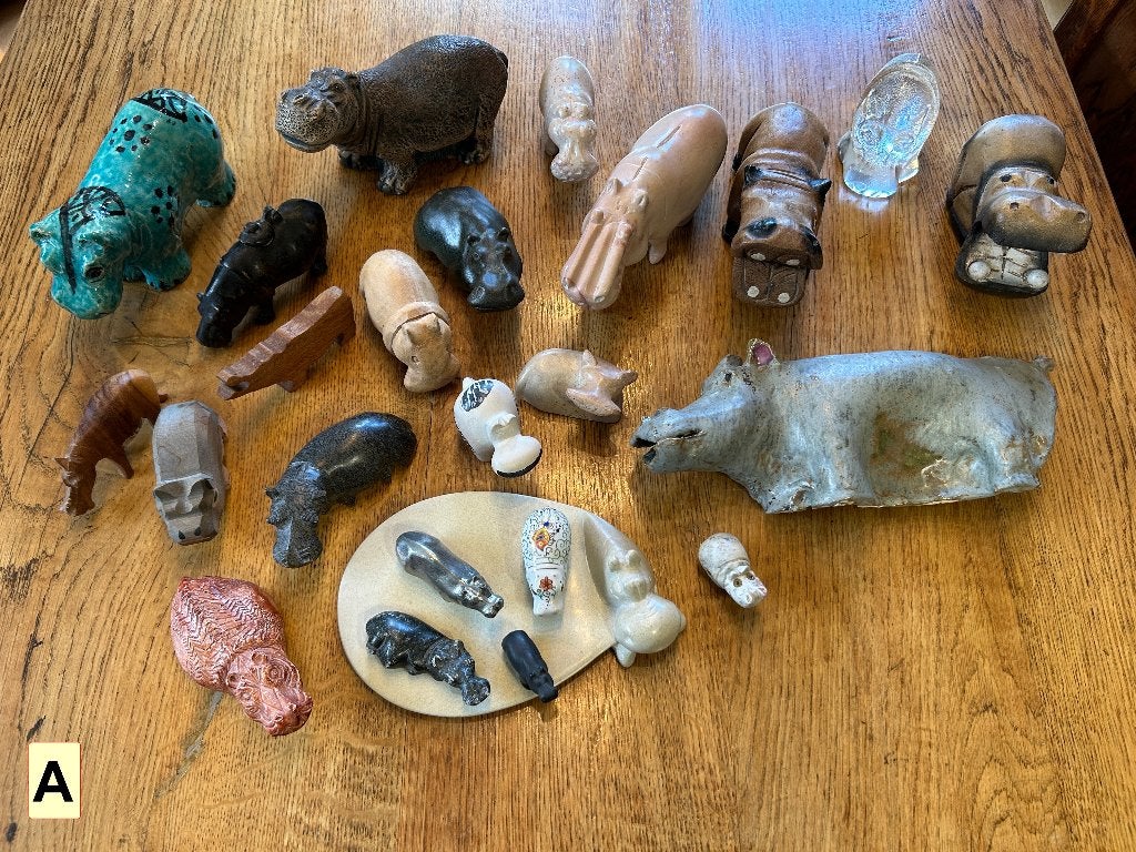 Verzameling dierfiguren Nijlpaarden div materialen, Ophalen of Verzenden, Zo goed als nieuw, Wild dier, Beeldje of Figuurtje