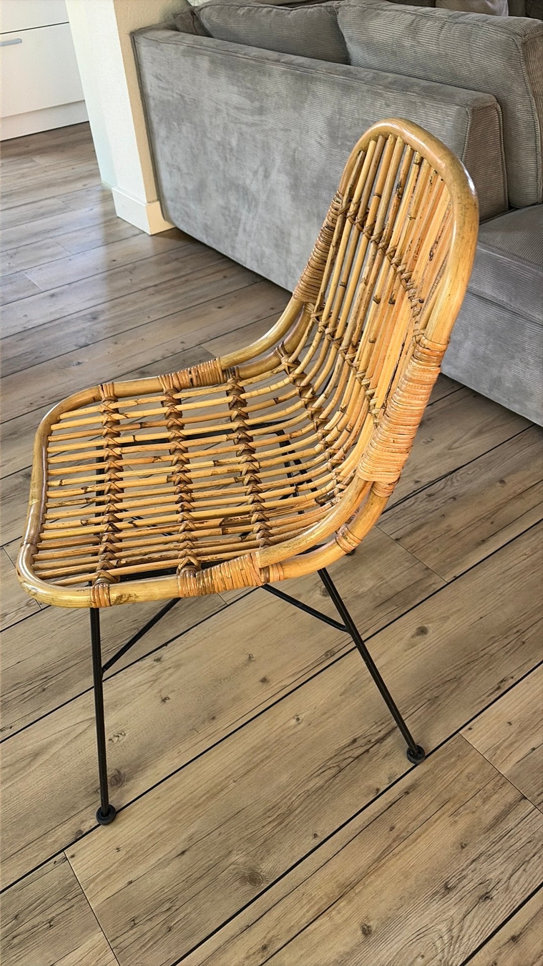 Eetkamer stoel rotan / bamboe 6 stuks, Huis en Inrichting, Stoelen, Ophalen, Zo goed als nieuw, Bruin, Twee