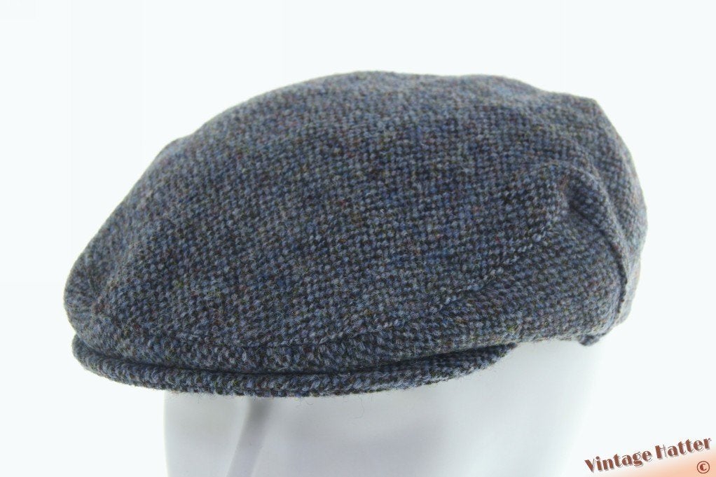 Vintage Platte pet Harris Tweed gemengd blauw scheerwol 59,5, Harris Tweed, Ophalen of Verzenden, 58 of 59 cm (L, 7¼ of ⅜ inch)