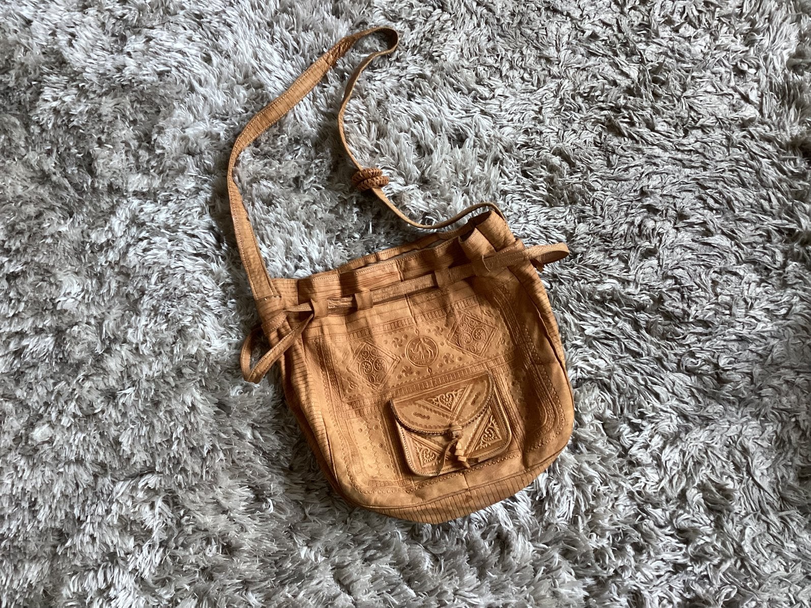 Leren tas ( Marokkaans) voor, € 15, Sieraden, Tassen en Uiterlijk, Tassen | Damestassen, Ophalen of Verzenden, Gebruikt, Bruin