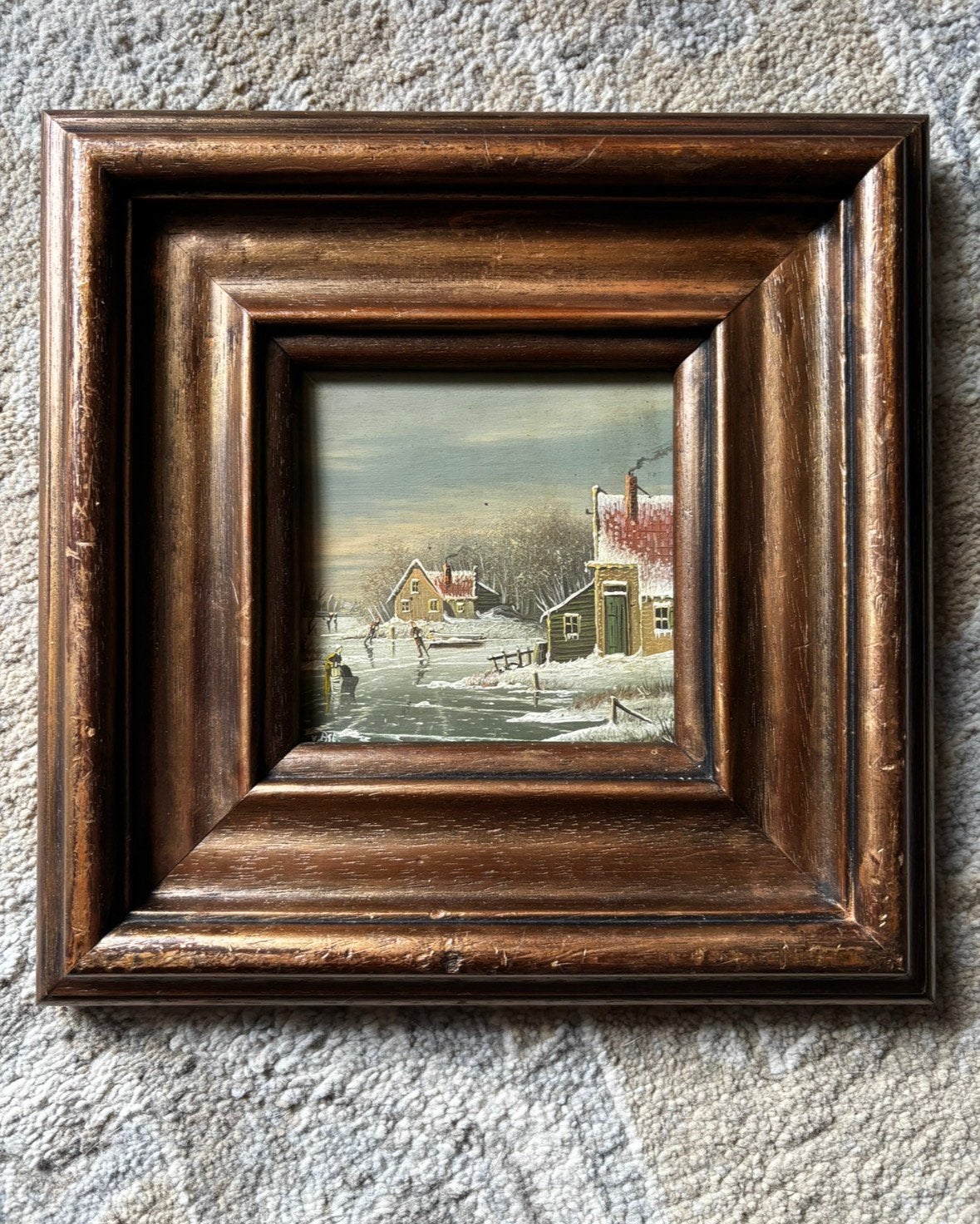 Wintertafereel - van Ast, Oud hollands, Ophalen of Verzenden, Landschap, Olieverf