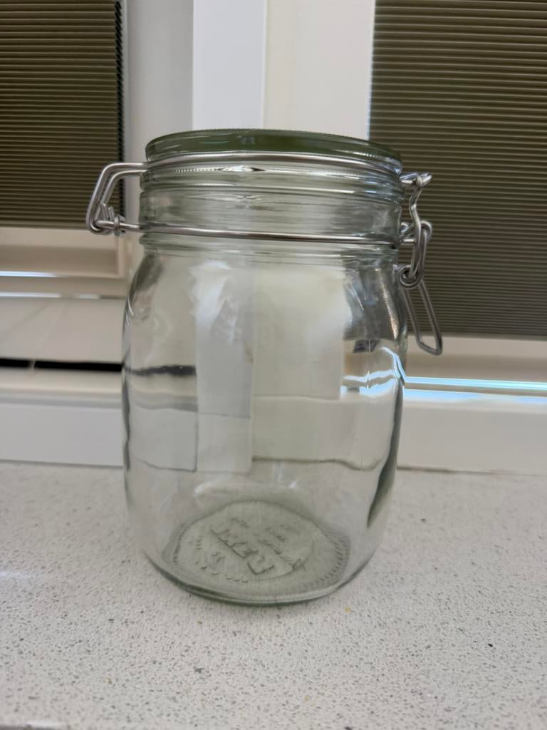 Glazen pot 1L (korken ikea), Huis en Inrichting, Keuken | Potten en Pannen, Ophalen, Zo goed als nieuw, Glas, Pot, Bus of Blik