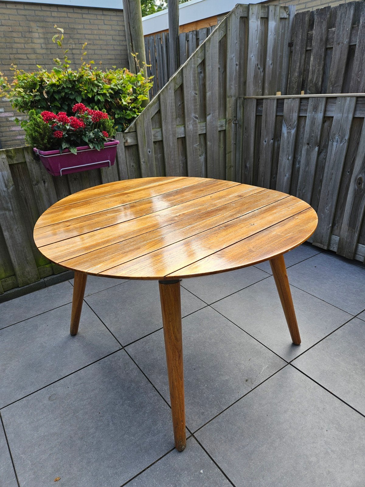 tropisch houten tuintafel, Ophalen, Gebruikt, Rond, Hout