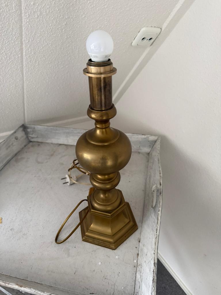 Prachtige zware koperen tafellamp, Huis en Inrichting, Ophalen of Verzenden, Zo goed als nieuw, Minder dan 50 cm