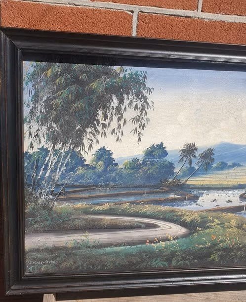 Groot Schilderij Indonesië Supanggih Endarjanto java, Antiek en Kunst, Ophalen