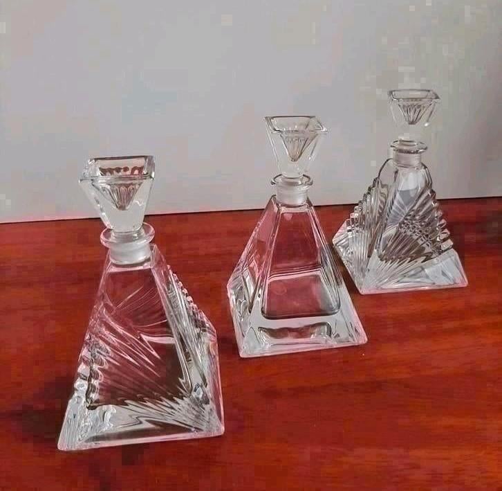 Set van 3 kristallen parfum flesjes, Antiek en Kunst, Ophalen of Verzenden