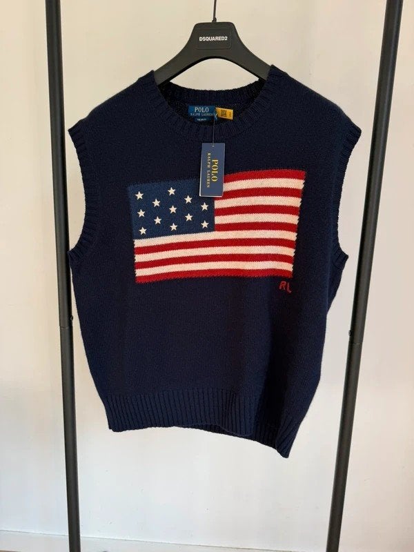 Polo Ralph Lauren vest met vlagmotief, wollen vest, The Big, Kleding | Dames, Ophalen of Verzenden, Nieuw