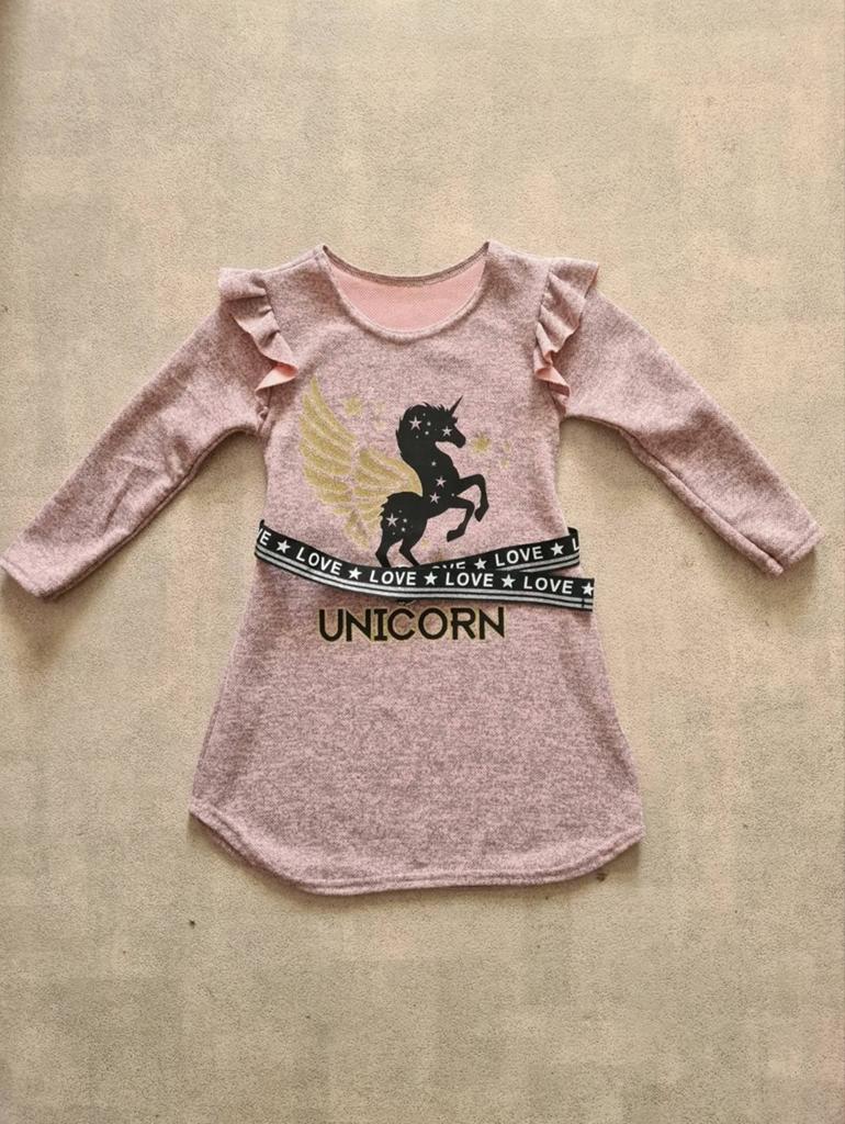 Zalm rose Unicorn jurkje, Ophalen of Verzenden, Meisje, Jurk of Rok