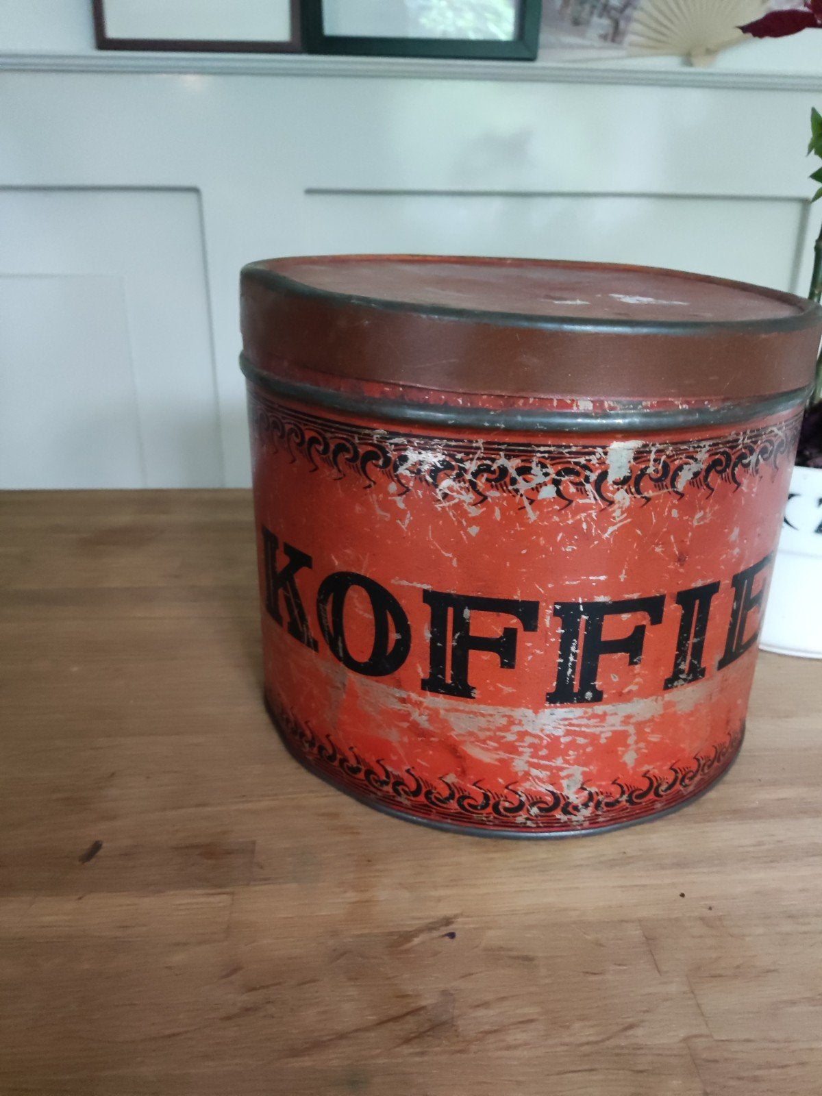 Groot vintage koffieblik - Authentieke blikvanger, Verzamelen, Blikken, Ophalen of Verzenden, Gebruikt, Koffie, Overige merken
