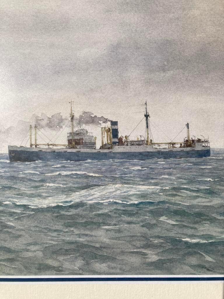 Aquarel Herman Bosboom 1920-1993 Schip s.s.Ariadne KNSM, Antiek en Kunst, Ophalen