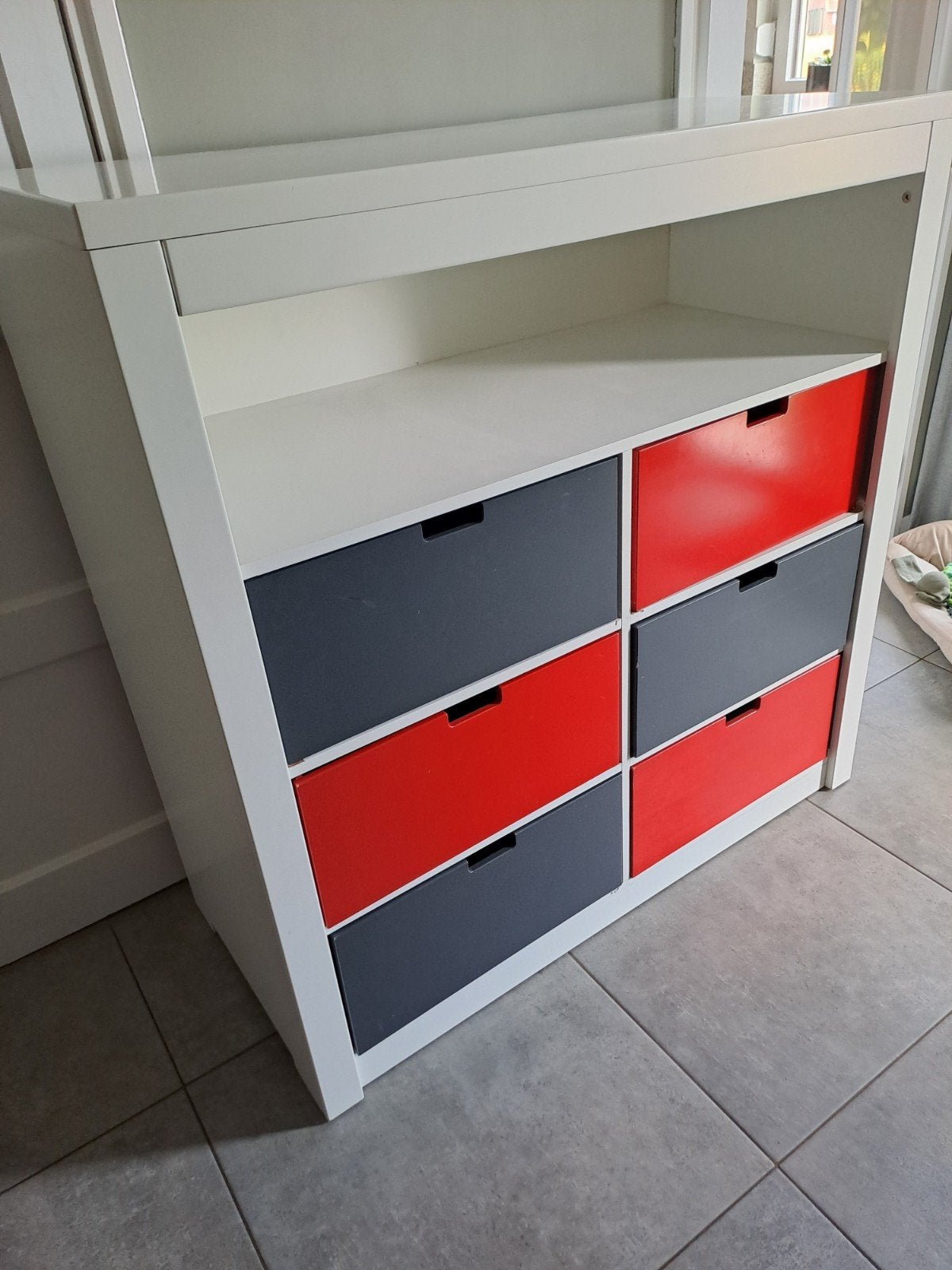 Bopita ladekast met 6 lades (rood/grijs) 118x53x120cm., Ophalen, Gebruikt, 100 tot 150 cm, 5 laden of meer
