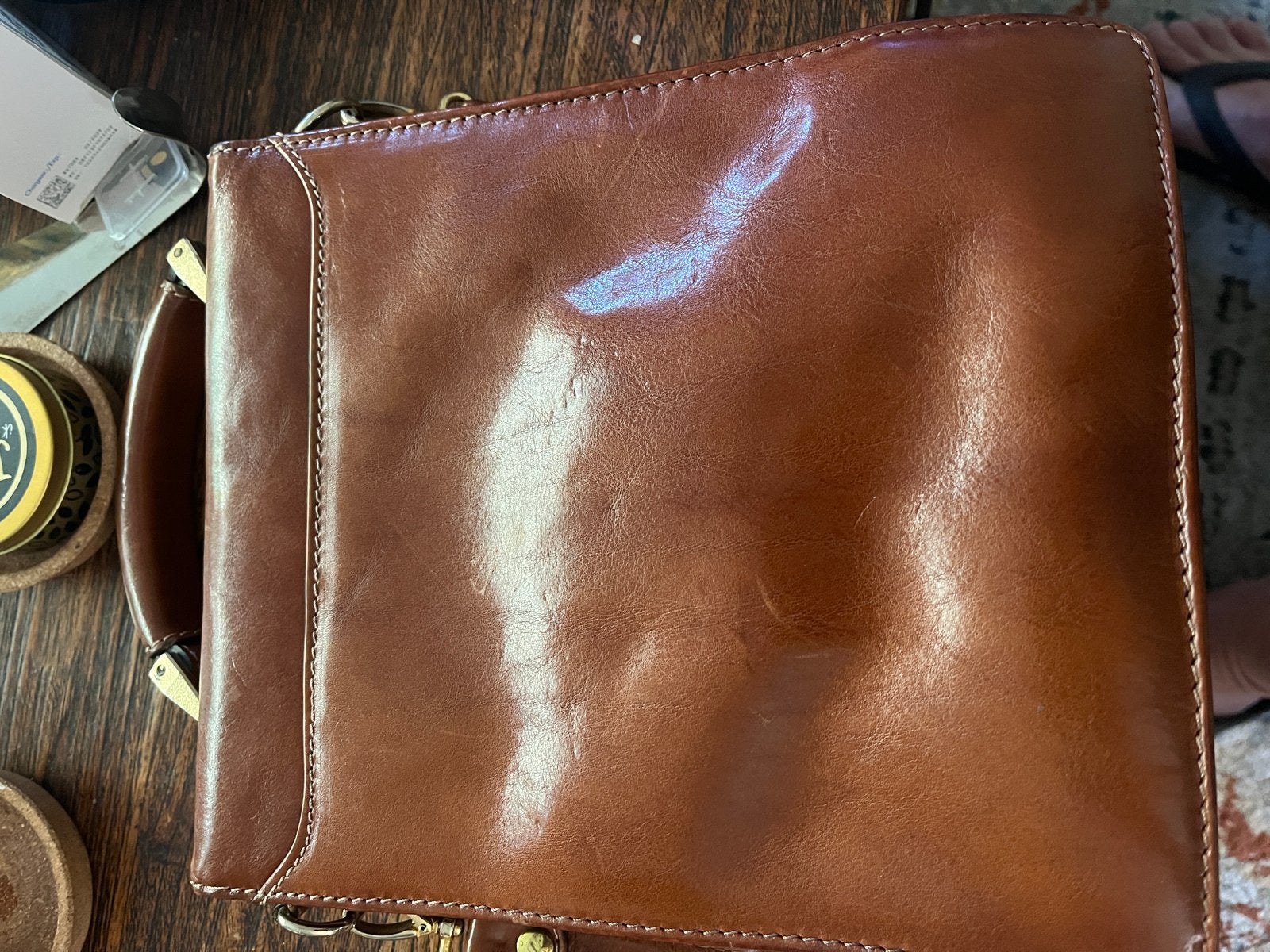 Vintage Leren Handtas - Castelijn & Beerens, Ophalen of Verzenden, Gebruikt, Bruin, Handtas