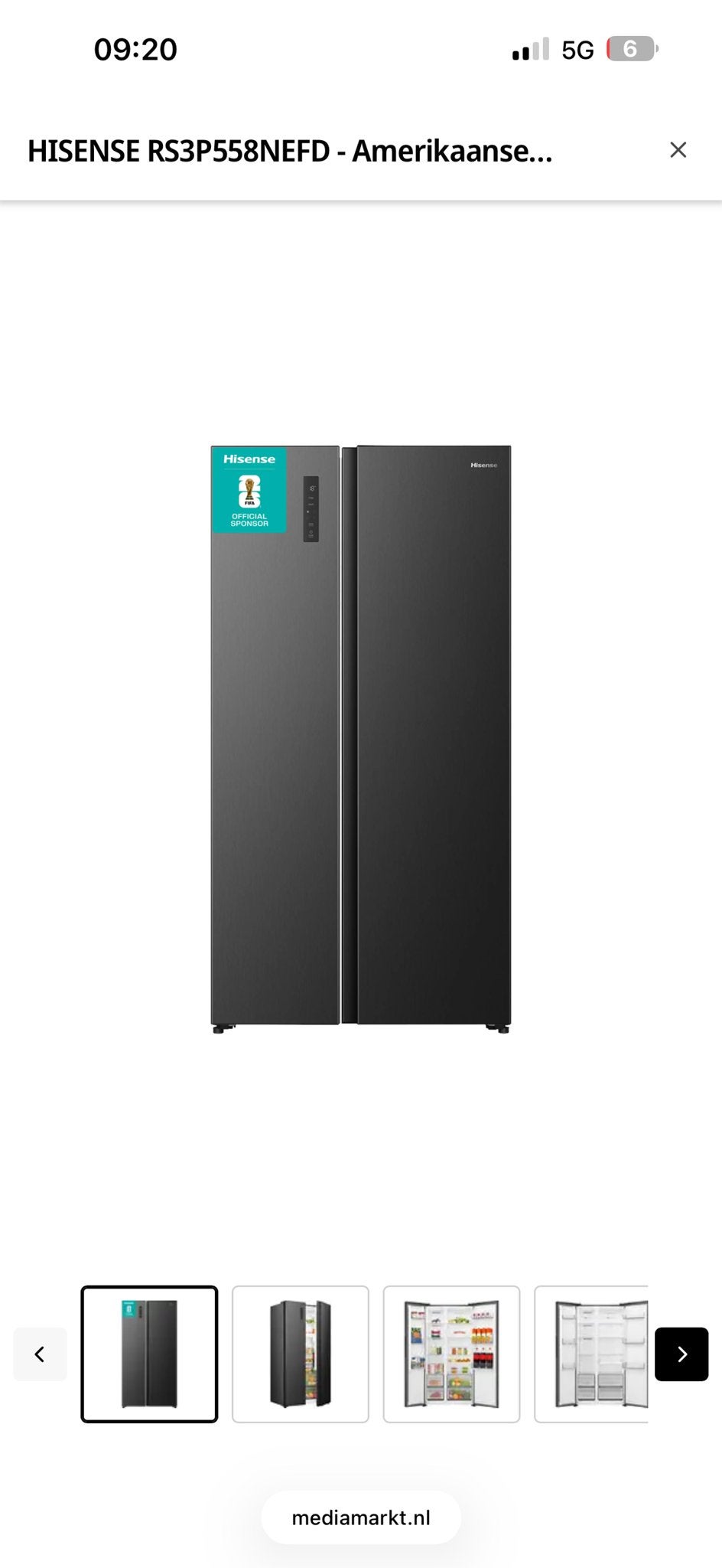 Nieuwe Hisense Amerikaanse koelkast - Ongebruikt in doos, Ophalen, 200 liter of meer, 60 cm of meer, Met aparte vriezer