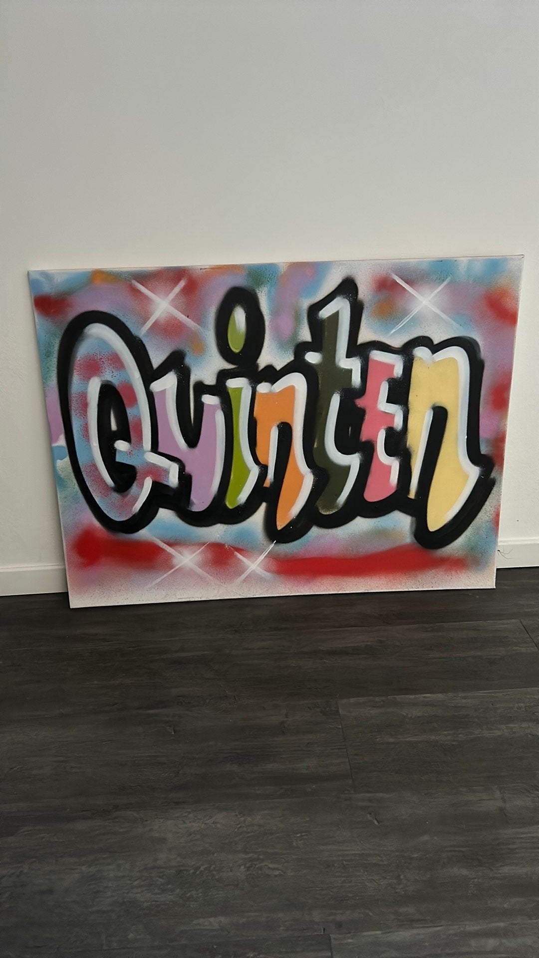 Graffiti kunstwerk 'Quinten' op canvas, Ophalen, Acrylverf, Overig onderwerp, Handgeschilderd