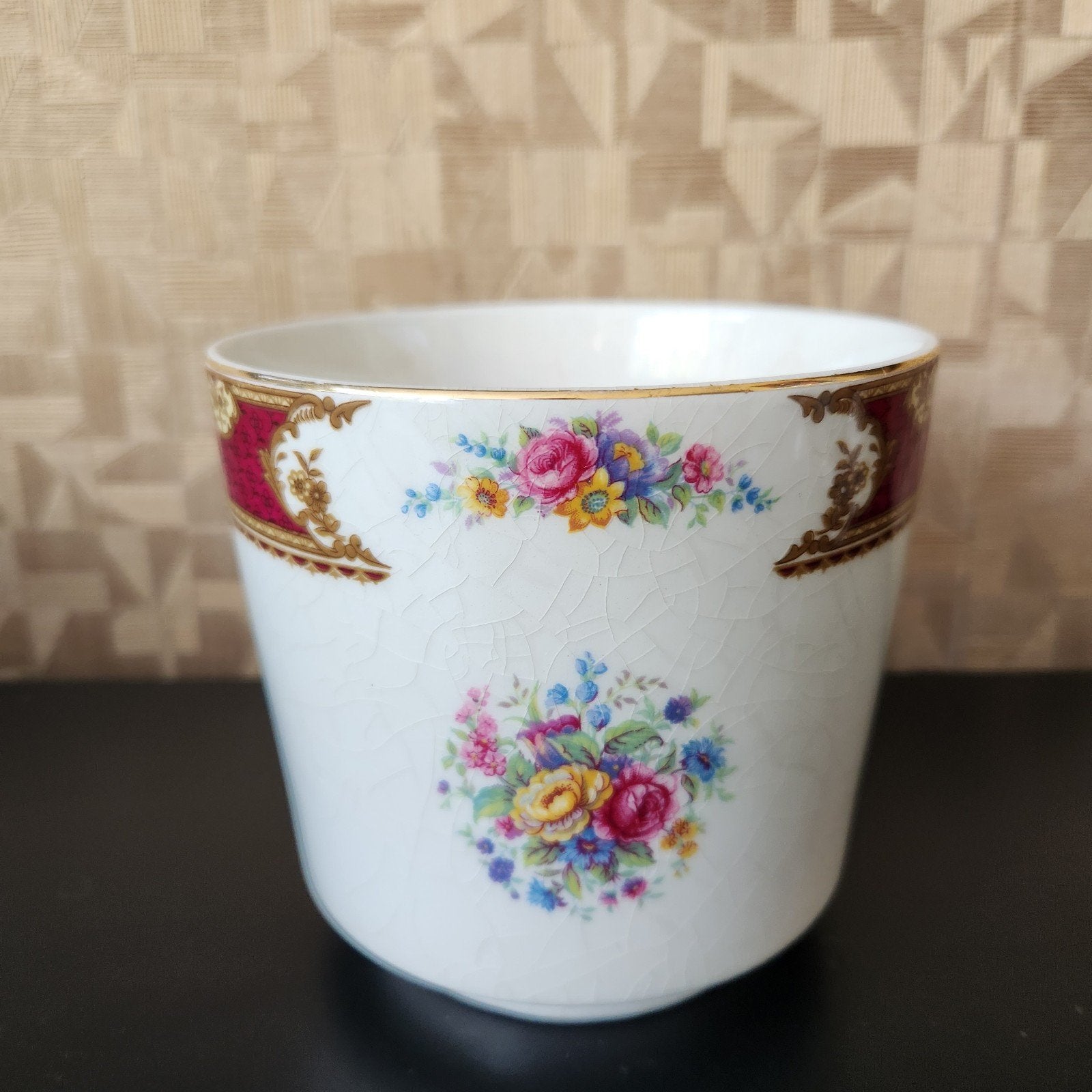 Vintage Enoch Wedgwood Tunstall cachepot / bloempot Engeland, Ophalen, Rond, Aardewerk, Minder dan 40 cm