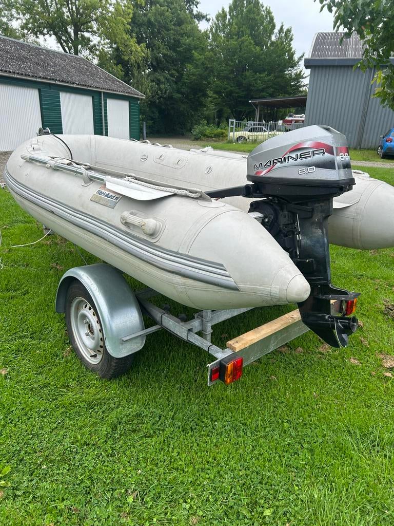 Ribholland 2.70 meter met Mariner 8PK 2takt, Inclusief motor, Zo goed als nieuw, Overige materialen, Ophalen