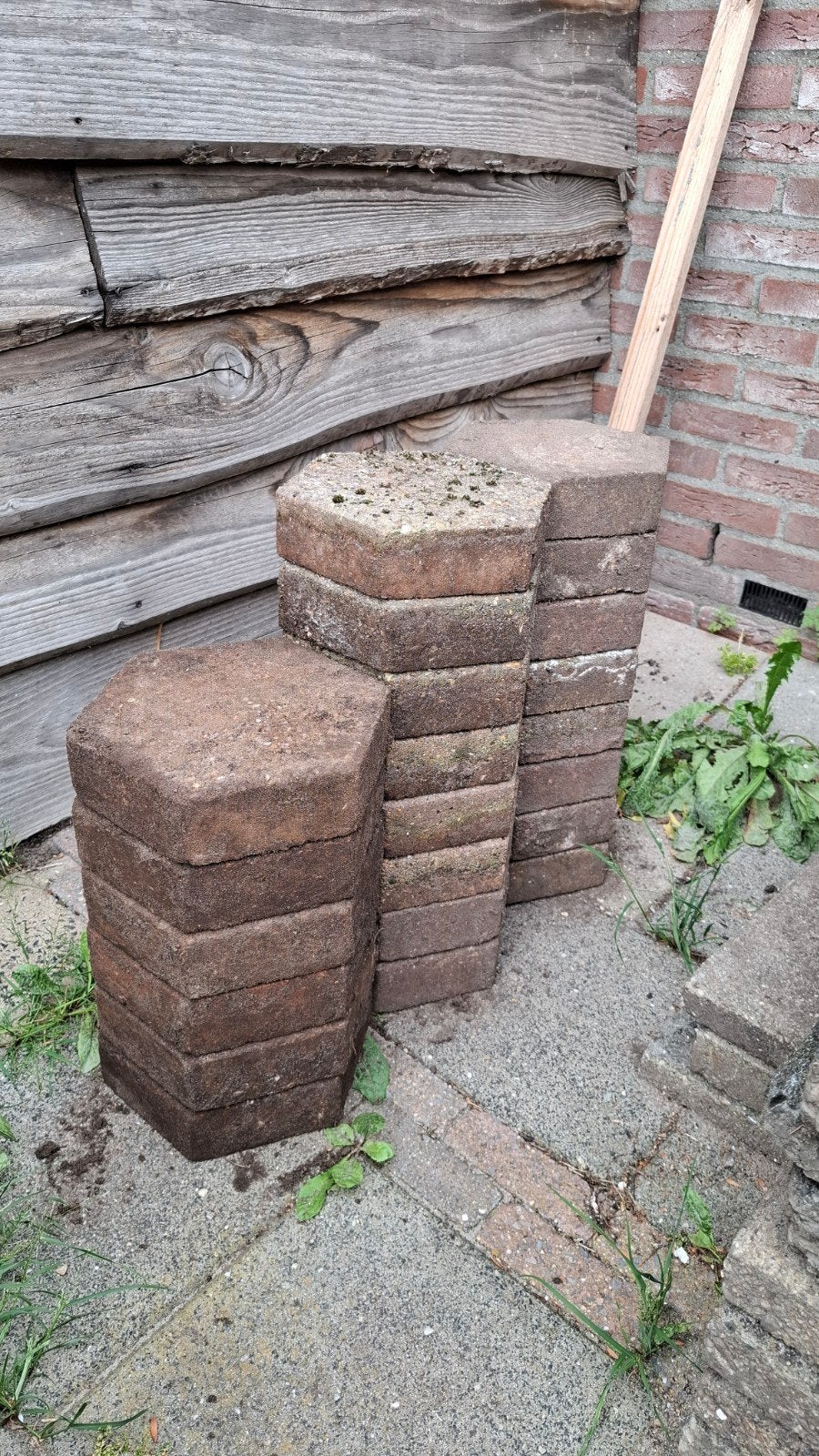 22 zeskantige tuintegels. Gratis ophalen., Ophalen, Gebruikt, Beton, Terrastegels