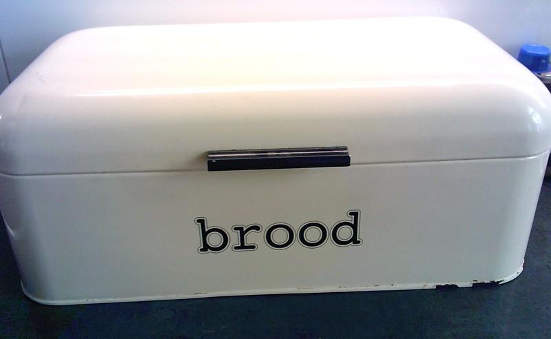 VINTAGE emaille cremekleurige broodtrommel brood trommel, Ophalen of Verzenden