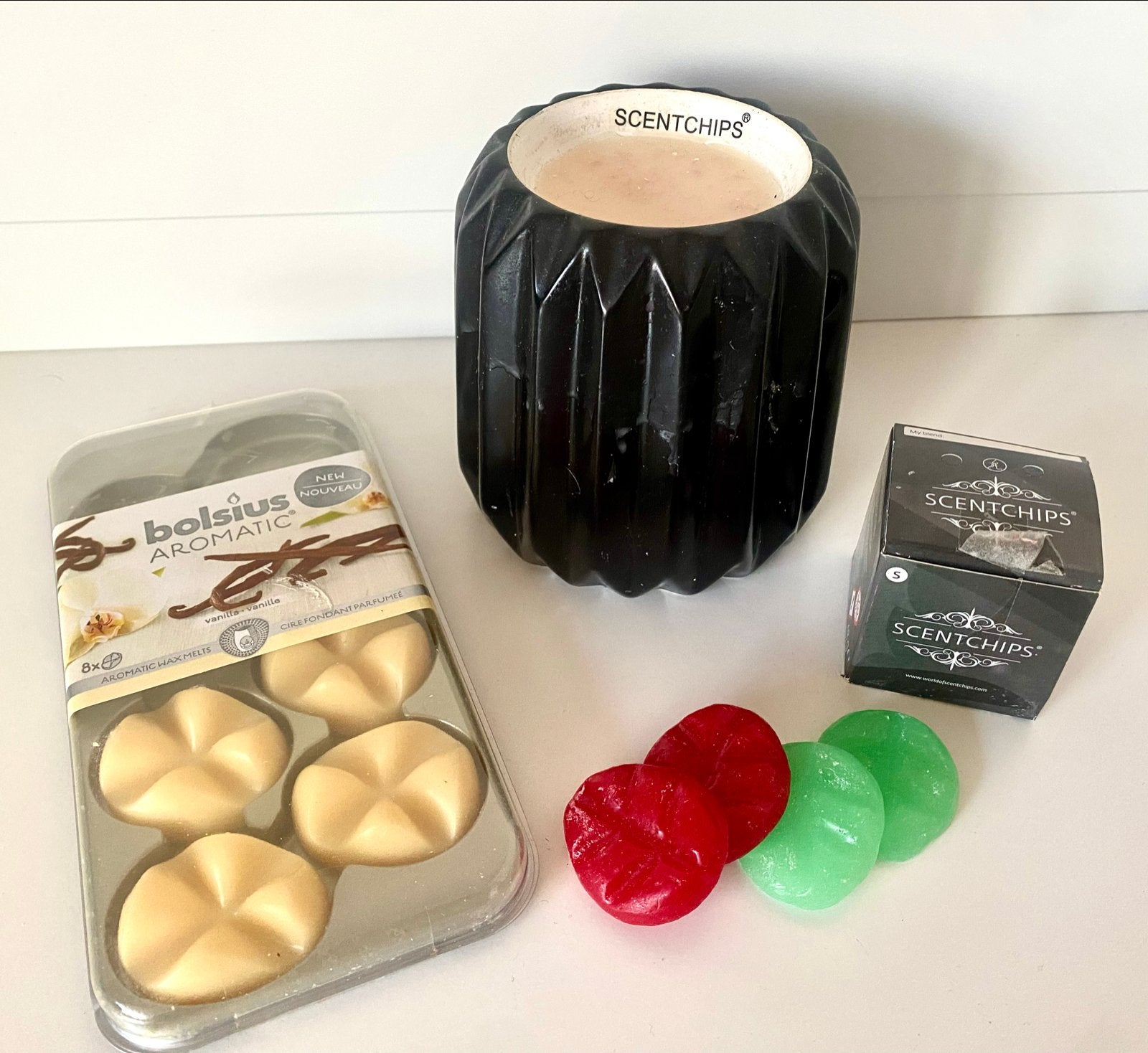 Geurbrander met waxmelts van Bolsius en Scentchips, Geurverspreider, Ophalen of Verzenden, Zo goed als nieuw, Steen/keramiek