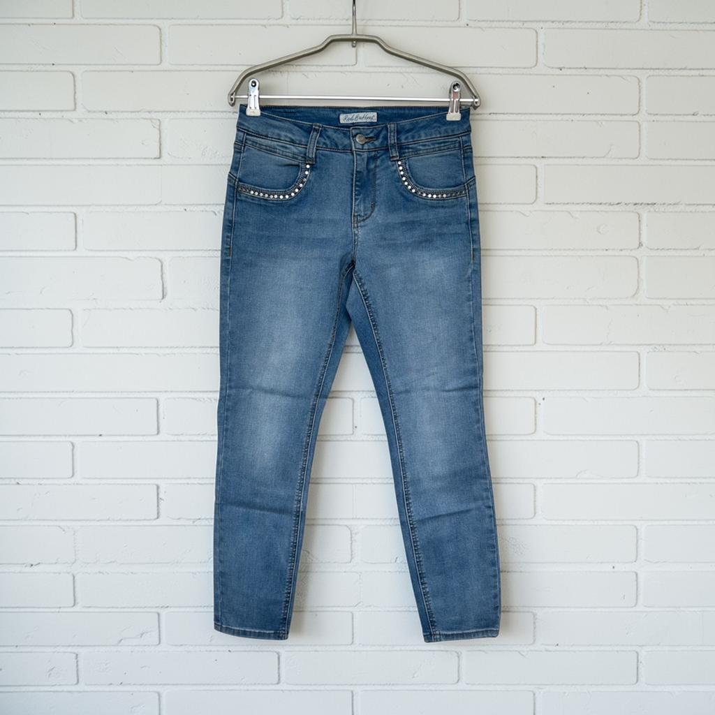 Red Button Jeans Maat 36 Lichtblauw Studs Skinny Sissy, Rb, Rv, Zo goed als nieuw, W28 - W29 (confectie 36)