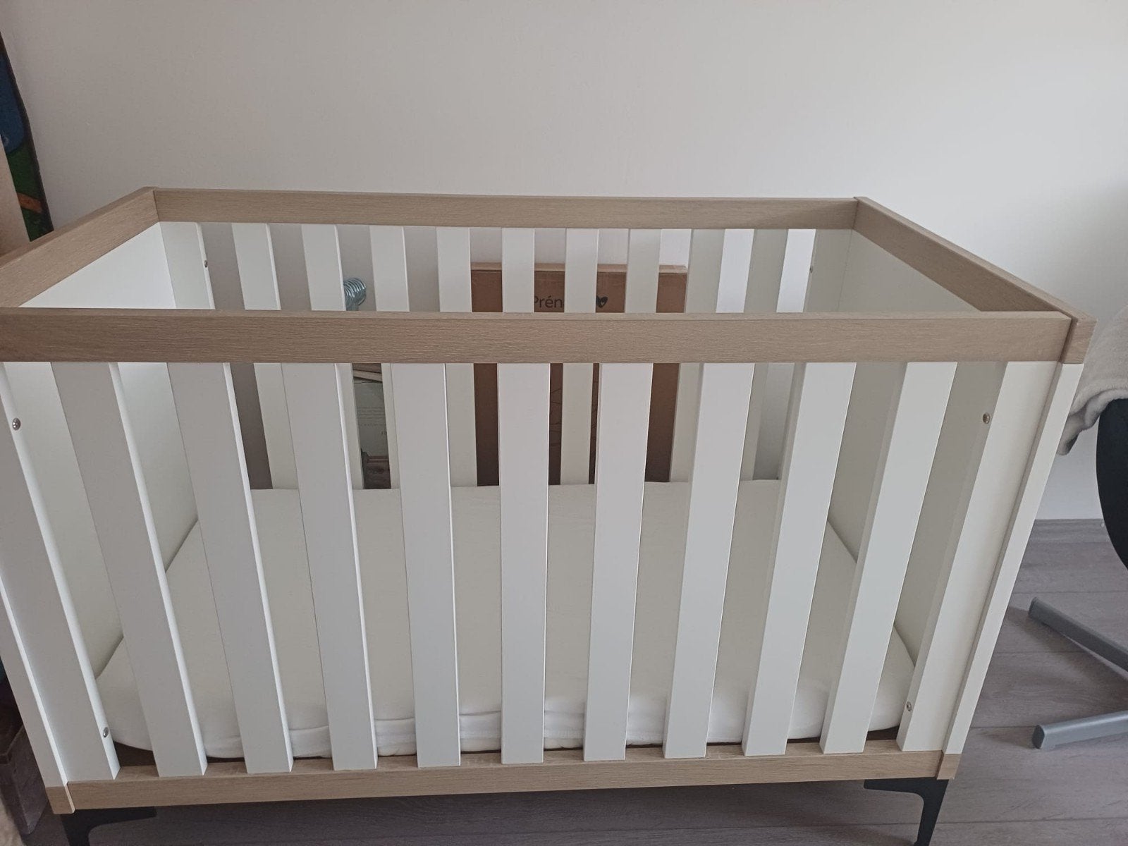 Ledikant 60x120 wit/hout, Ophalen, Gebruikt, Ledikant