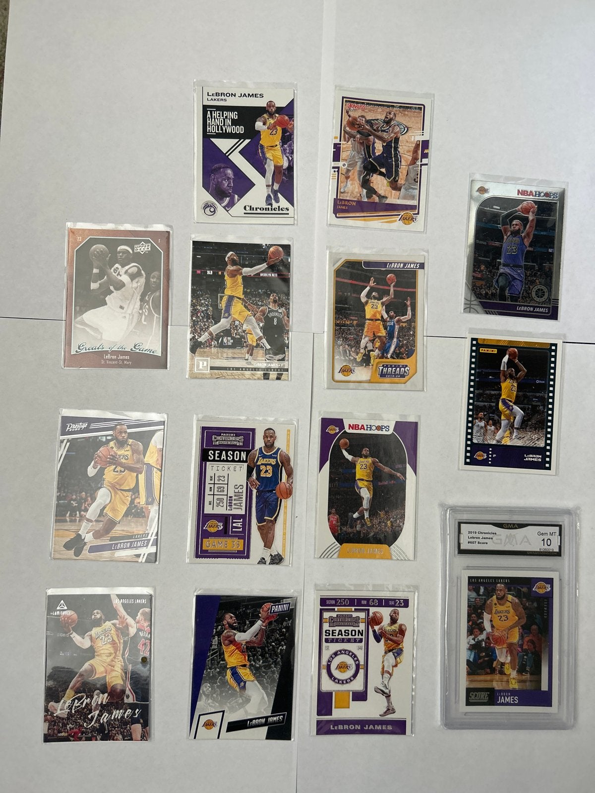 14 Lebron James NBA basketbal kaarten - Inclusief GMA 10, Verzenden, Zo goed als nieuw, Overige sporten, Spelerskaart