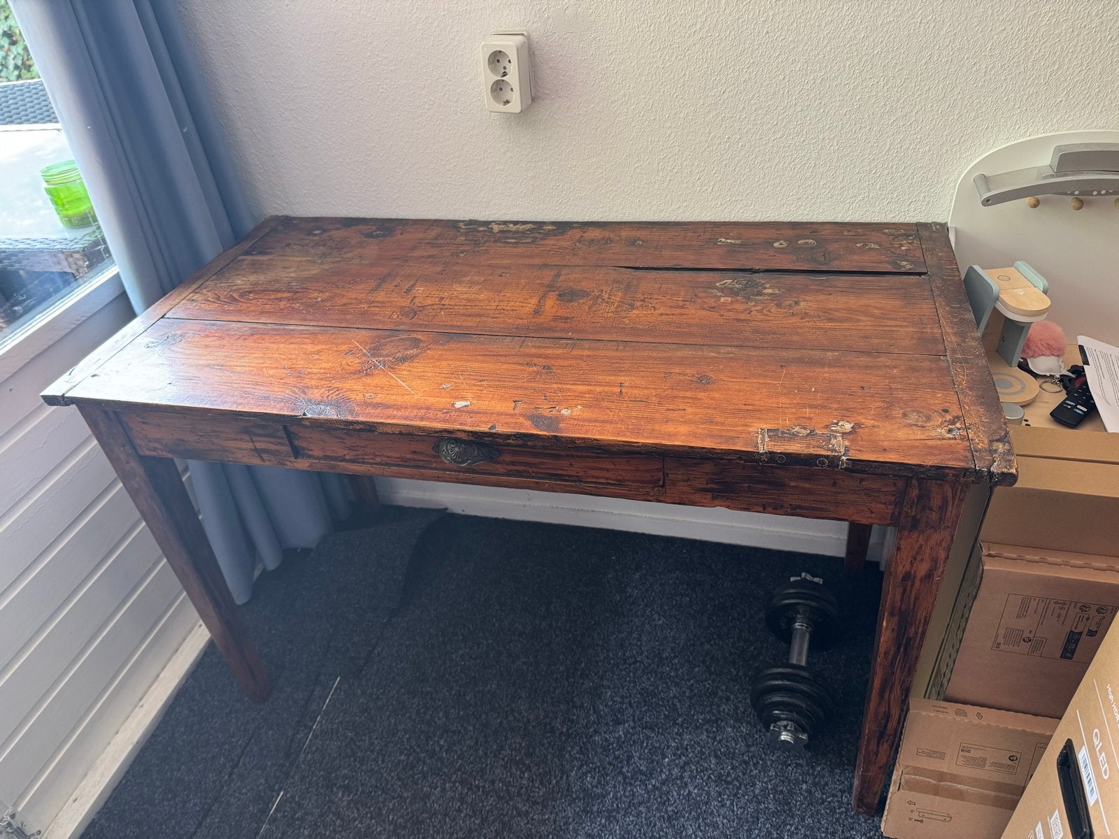 Antiek Frans bureau 119x59cm, Antiek en Kunst, Ophalen