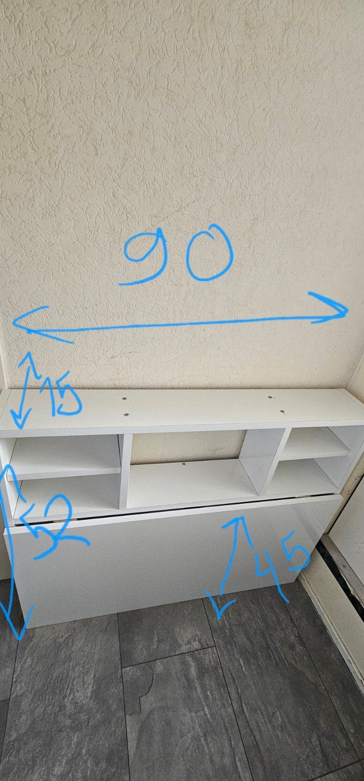 Witte wandbureau met planken, Ophalen, Overige materialen, 50 tot 100 cm, Minder dan 100 cm