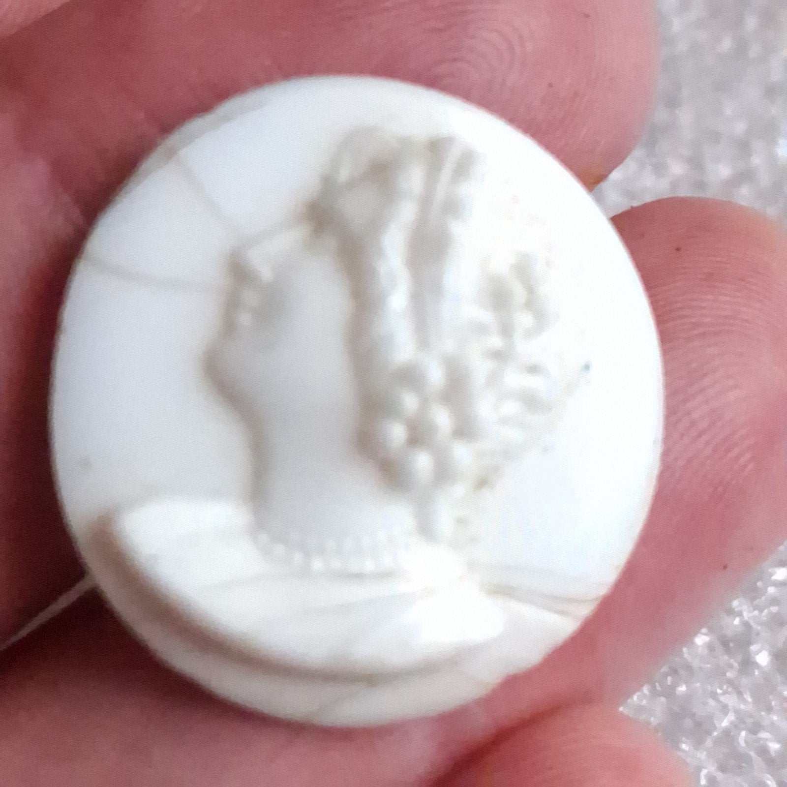 Antieke Camee Wit Glas of Porselein, Verzenden, Zo goed als nieuw, Wit, Overige materialen