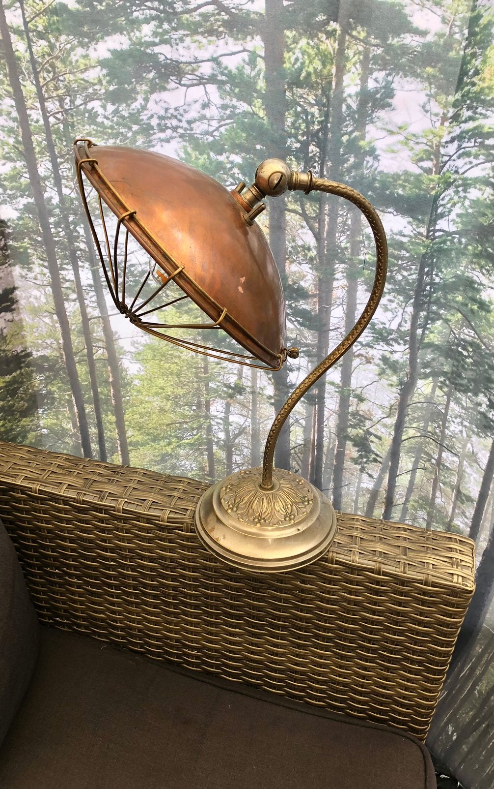 Aparte antieke lamp koper messing en zilver kleur voet., Overige materialen, Vintage, Ophalen of Verzenden, Zo goed als nieuw