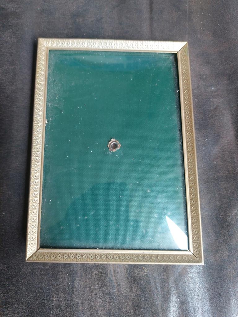 Fotolijstje met bol glas, Antiek en Kunst, Curiosa en Brocante, Ophalen of Verzenden