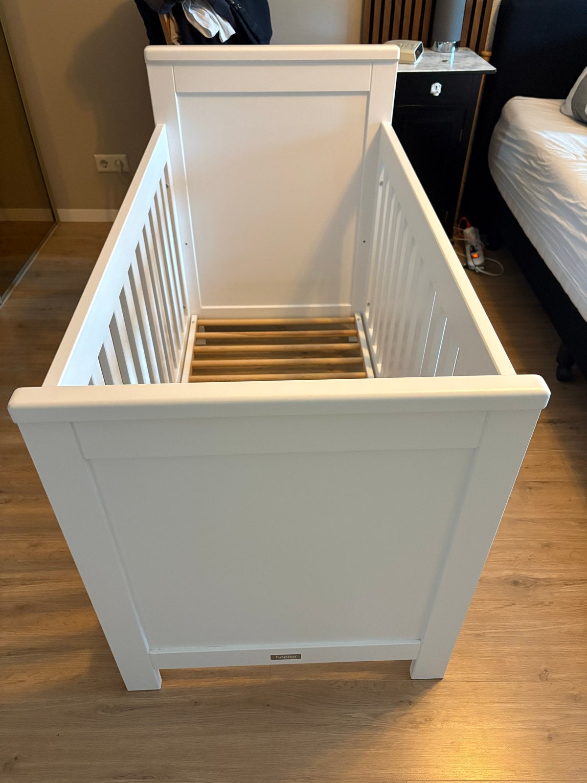 Bopita babybed met Aerosleep matras en hoezen, Ophalen, Gebruikt, 70 tot 85 cm, Lattenbodem